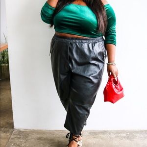 Asos Curve Tapered Leather Look Pants